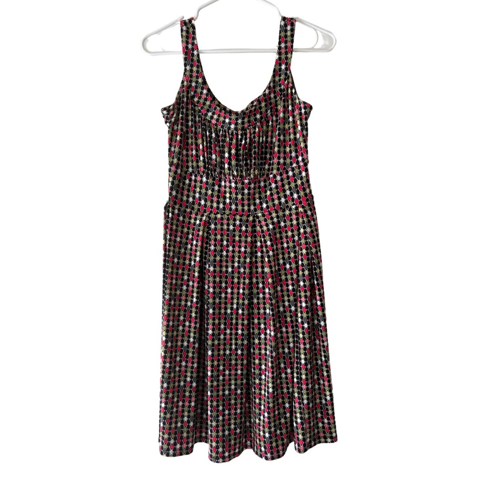 East 5th Retro Green & Pink A-Line Petite Dress